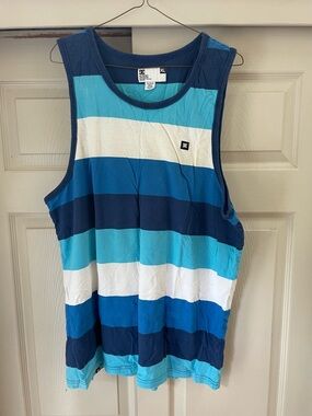 DC Men’s Striped Tank Top in Navy, Royal Blue, Light Blue & White